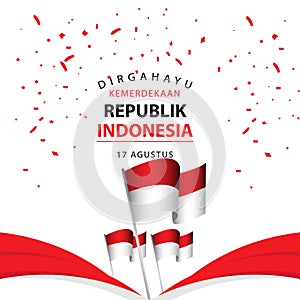 Dirgahayu Kemerdekaan Republik Indonesia Poster Vector Template Design Illustration photo