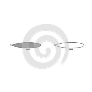 Dirigible grey set icon .