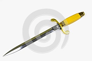 Dirk with a yellow handle isolated on a white background
