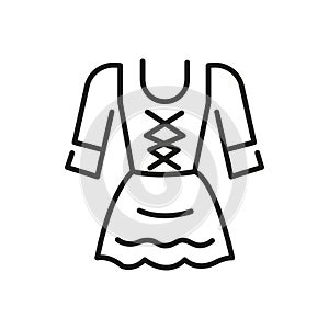 Dirndl line icon, oktoberfest and clothing, festival costume vector icon, traditional dress. Isolated vector illustration