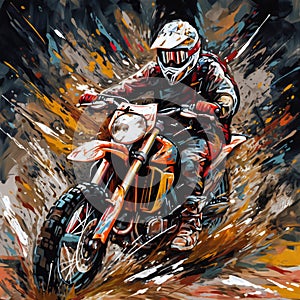 Dirt bike  expressionist art style, hand drawn & artistic