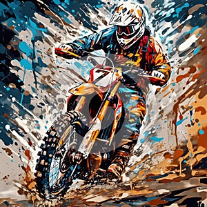 Dirt bike  expressionist art style, hand drawn & artistic