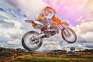 Dirt bike extreme trick - jump on motocross