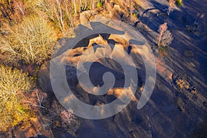 dirt bike park in autumn from above