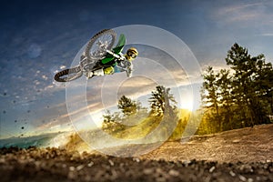 Dirt bike rider is flying high