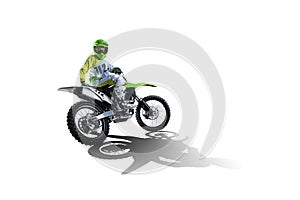 Dirt bike and rider isolated on white