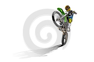 Dirt bike and rider isolated on white