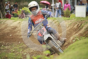 A dirt bike rider race in Sky Garden Motocross Racing Event. Photos taken on 9 January 2022