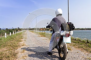 A dirt bike rider ready to go