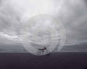 dirt bike in the sea of â€‹â€‹cloudy weather
