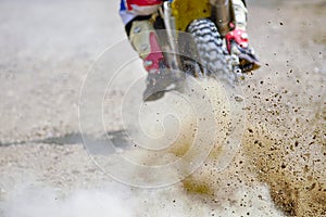 Dirt debris from a motocross race