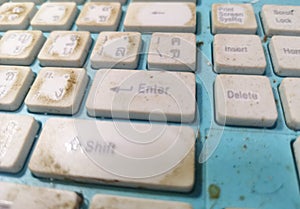 Dirt on the keyboard. Accumulation of germs