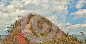 Dirt path leading to the top of a hill