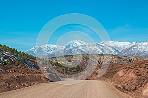 Dirt road in Atlas mountains of Morocco