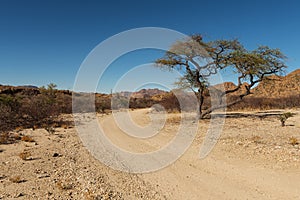 Dirt road in a beautiful landscape, Namibia