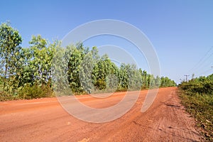 Dirt road in the countryside of Thailand