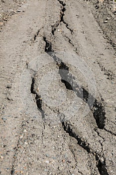 Dirt road with cracks