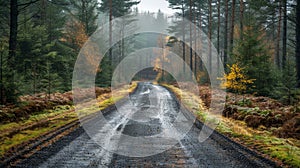 Dirt Road Cutting Through Forest