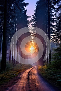 Dirt Road Cutting Through Forest