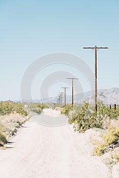 Dirt road in the desert, in Desert Center, California