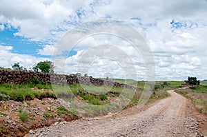 Dirt road in the fields above the mountain range in San Francisco de Paula , Rio Grande do sul