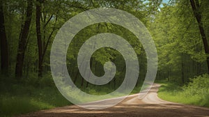 A Dirt Road In A Forest With Trees