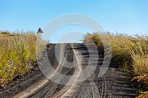 Dirt Road Grass Sign Blue