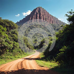 a dirt road through the jungle.