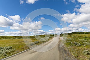 Dirt road through the landscape along the peer gynt vegen road