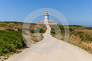 The dirt road leading to the Espichel Cape lighthouse