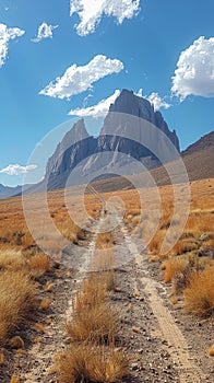 Dirt Road Leading to Mountain