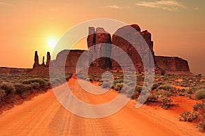 Dirt road in Monument Valley Tribal Park, Utah, USA