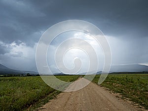 Dirt Road, Rain Storm, Clouds