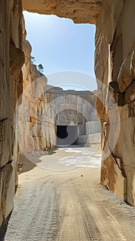 Dirt Road With Tunnel in Marble Quarry