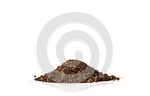 Dirt, soil pile isolated on white background.