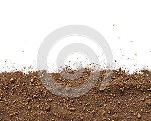 Dirt, soil pile isolated on white background.