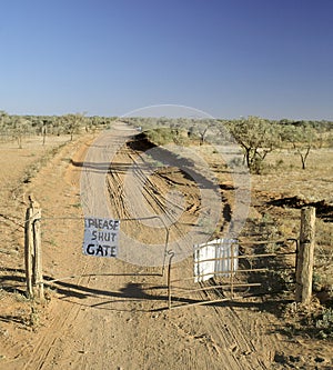 Dirt track in outback Queensland .