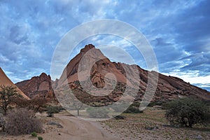 Dirt tracks in front of Spitzkoppe