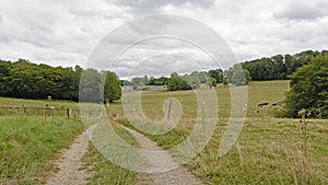 Dirtroad through the hills of Condroz, Namur, Belgium