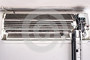 Dirty air conditioner blower fan and coil