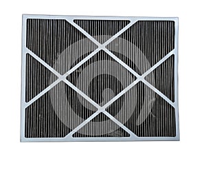 Dirty air filter from home air conditioner isolated on white