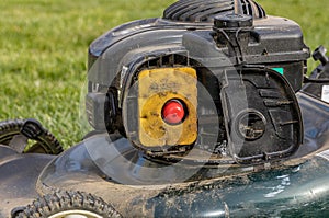 Dirty air filter on lawn mower