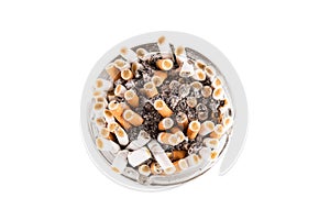 A dirty ashtray