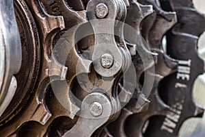 Dirty bicycle drivetrain. Gravel Bike Transmission in Mud