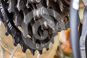 Dirty bicycle drivetrain. Gravel Bike Transmission in Mud