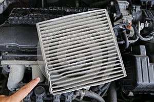 Dirty cabin air filter for car