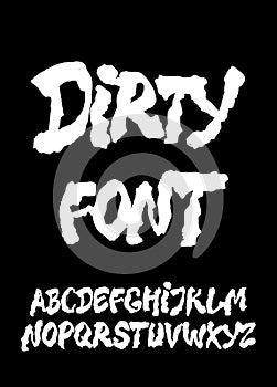 Dirty calligraphy hand lettering ink brush font. Vector alphabet