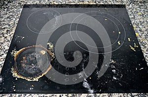 Dirty ceramic kitchen stove