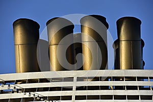 Dirty Chimneys of a Cruise Ship