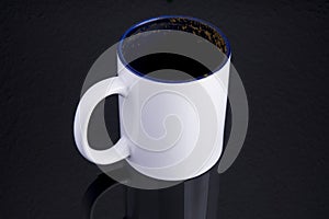 Dirty coffee cup with text space
